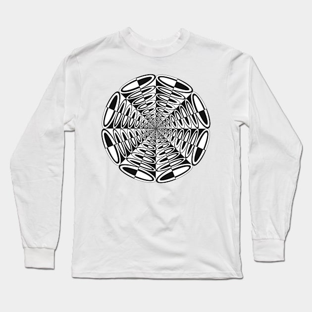 Circle Pop Mandala - Intricate Black and White Digital Illustration, Vibrant and Eye-catching Design, Perfect gift idea for printing on shirts, wall art, home decor, stationary, phone cases and more. Long Sleeve T-Shirt by cherdoodles